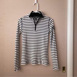 Lauren Ralph Lauren white striped 3/4 zip long sleeve